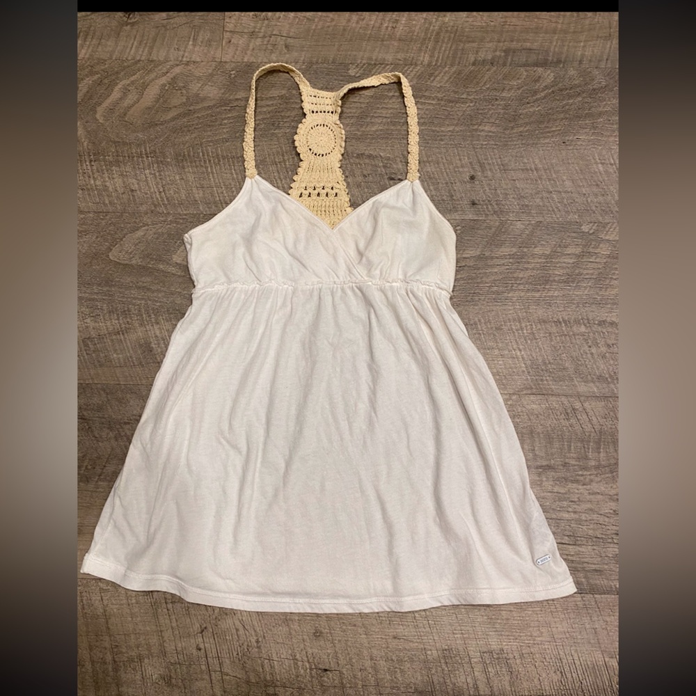 Aeropostale Cream and White Crochet Detail Top